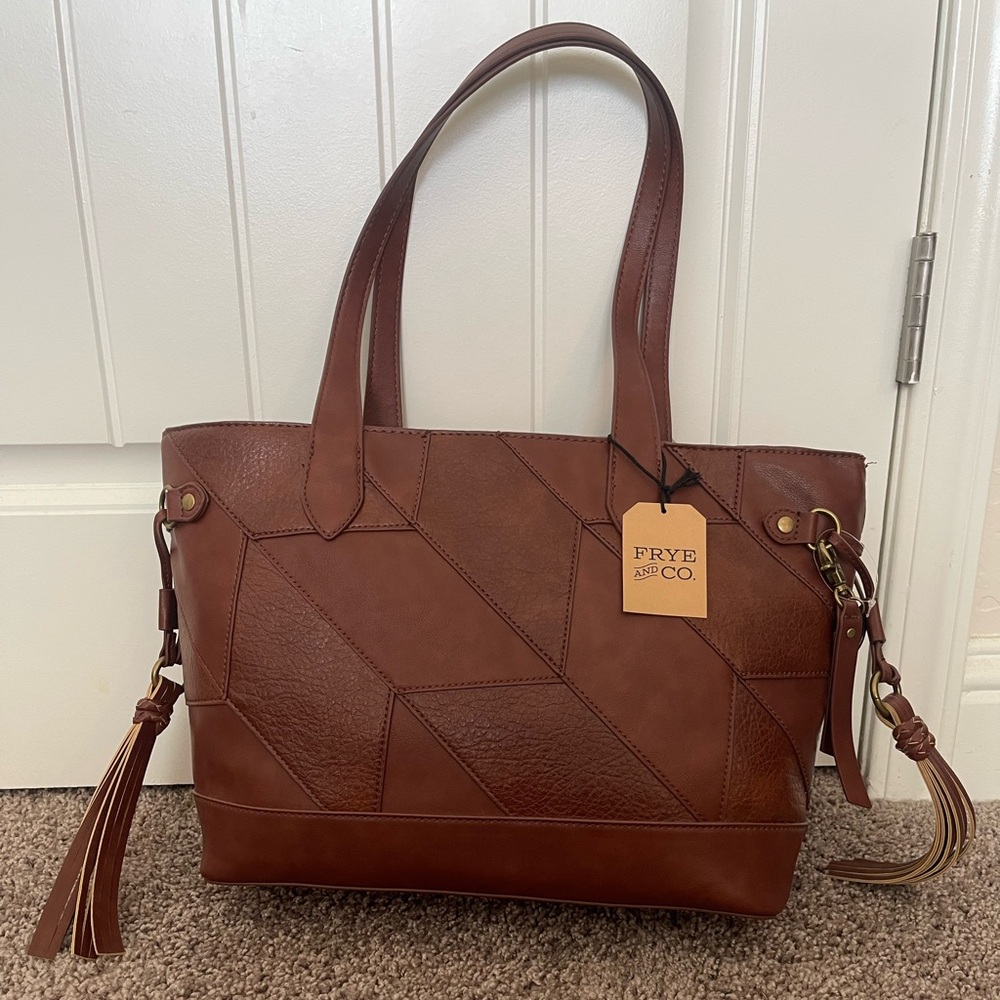 Frye and Co Cognac Patchwork Carryall